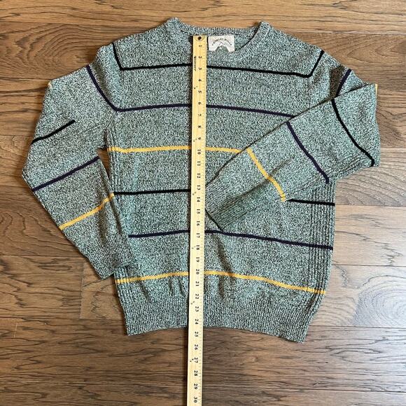 Vintage O Hanlon Mills Striped Crew Neck Sweater Gray Black Purple Yellow - Picture 3 of 7